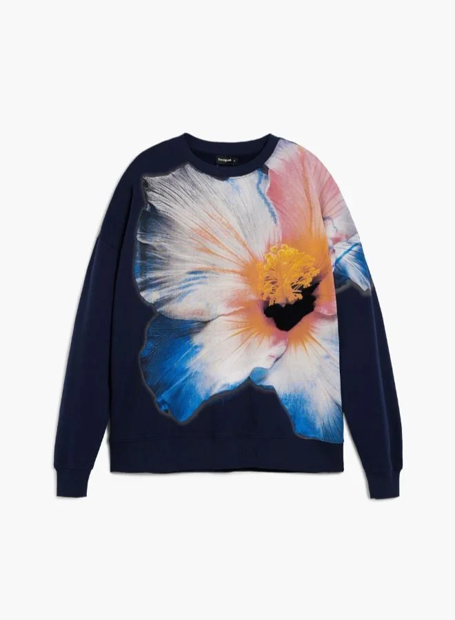 Desigual Multicolour Sweatshirt With Large Flower for Women | Best Price UAE