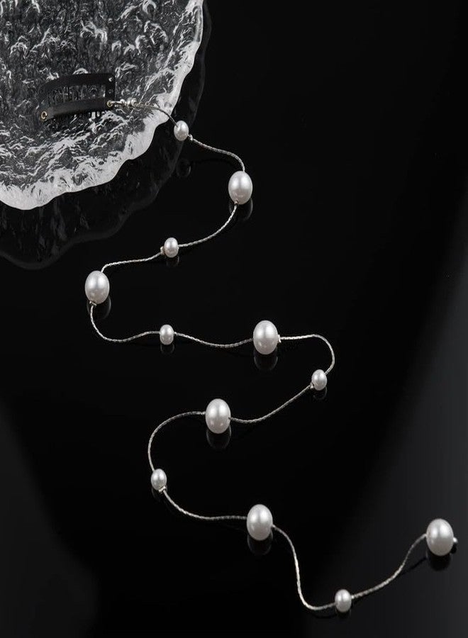 FAMEZA 1 Pcs Premium Pearl Hair Chain Headband with Clip | Women's Wedding & Party Hair Accessories | Perfect for Weddings, Banquets, Birthday Parties - Image 3