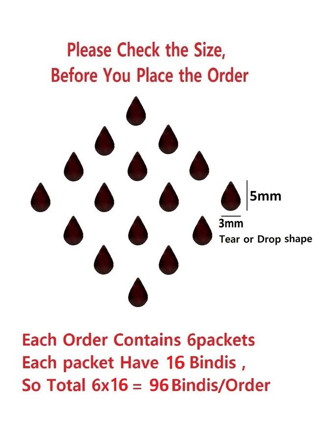 VAMA بندي تيلك مخملي صغير على شكل دمعة للنساء، بندي مارون للسيدات - Image 3