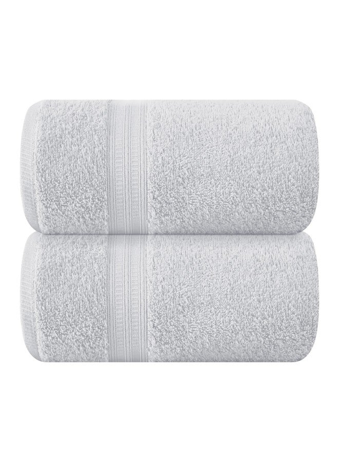 BOUTIQUO Cotton 2 Pack Oversized Bath Towel Set, Large Bath Towels 27x54, Ultra Soft, Absorbent, Compact, Quick Drying and Lightweight, Eco-Friendly and 100% Recyclable Towel Set - Light Grey - Image 1