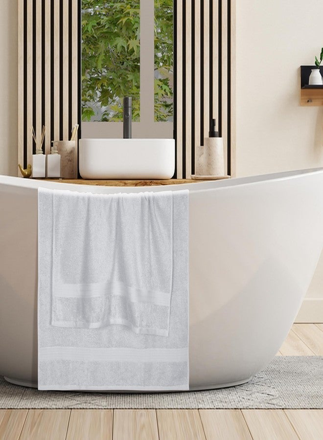 BOUTIQUO Cotton 2 Pack Oversized Bath Towel Set, Large Bath Towels 27x54, Ultra Soft, Absorbent, Compact, Quick Drying and Lightweight, Eco-Friendly and 100% Recyclable Towel Set - Light Grey - Image 5