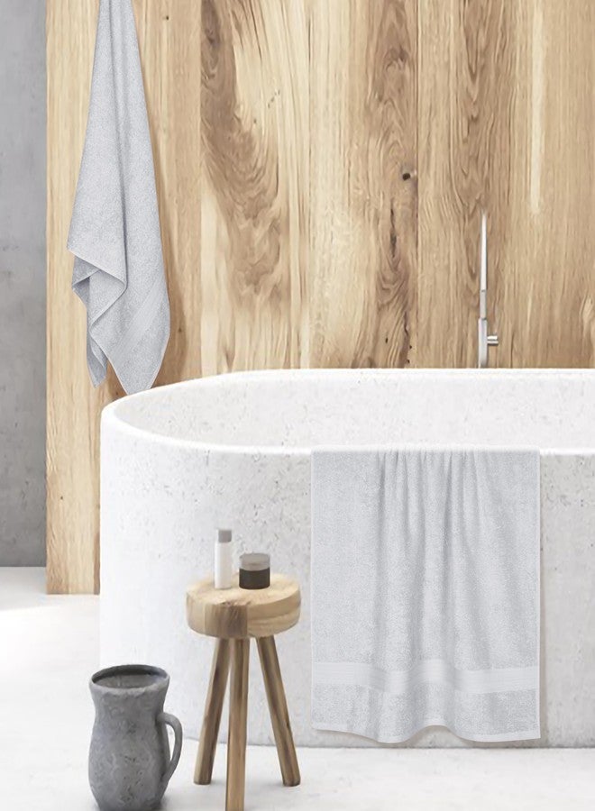 BOUTIQUO Cotton 2 Pack Oversized Bath Towel Set, Large Bath Towels 27x54, Ultra Soft, Absorbent, Compact, Quick Drying and Lightweight, Eco-Friendly and 100% Recyclable Towel Set - Light Grey - Image 4