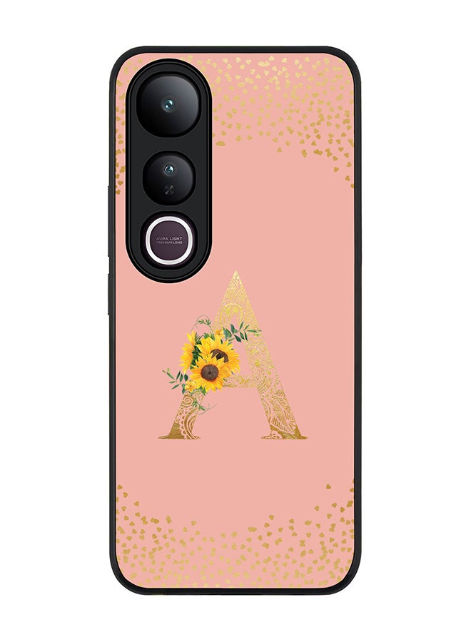 Stylizedd For vivo V50 Lite Case,Slim fit Camera Protection, Shockproof Thin Phone cover  - Custom Floral Monogram - A  (Rose Pink )