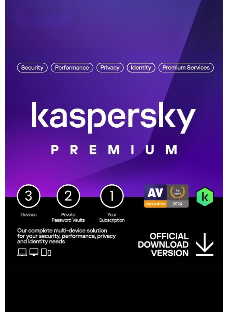 Kaspersky Kaspersky Premium Total Security for 3 Devices - 2 Private Password Vaults - 1 Year Subscription| Box W/o CD | KL1047I5CFS-SLIM  - Image 2