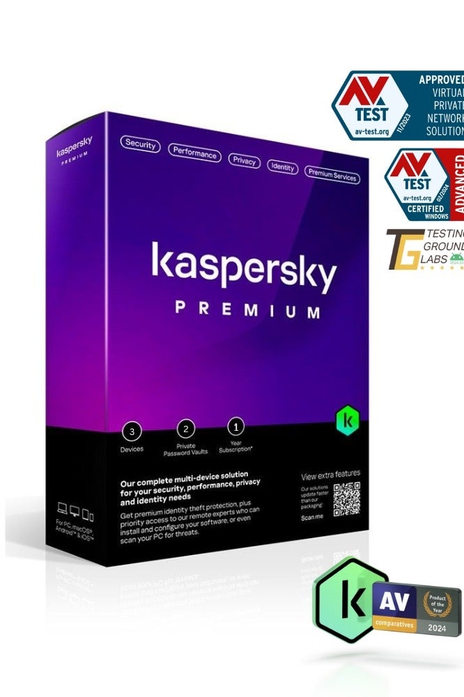 Kaspersky Kaspersky Premium Total Security for 3 Devices - 2 Private Password Vaults - 1 Year Subscription| Box W/o CD | KL1047I5CFS-SLIM  - Image 1