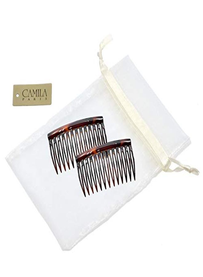 CAMILA Paris Ad825/2 French Hair Side Comb, 2 Pack Curved Tortoise Shell Flexible Durable Decorative Hair Combs, Strong Hold Hair Clips For Women, No Slip Styling Girls Hair Accessories Made In France - Image 5
