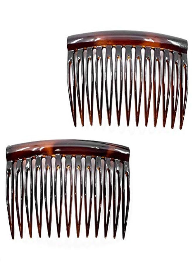 CAMILA Paris Ad825/2 French Hair Side Comb, 2 Pack Curved Tortoise Shell Flexible Durable Decorative Hair Combs, Strong Hold Hair Clips For Women, No Slip Styling Girls Hair Accessories Made In France - Image 1