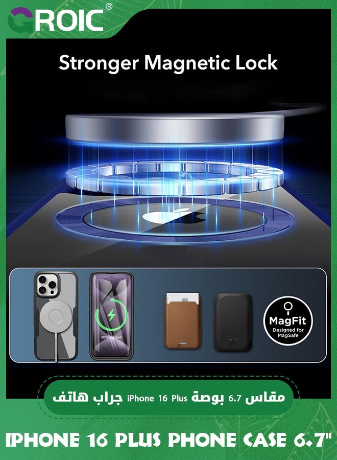 GROIC iPhone 16 Plus Case 6.7'', Clear Shockproof Full Body Rugged iPhone 16 Plus Phone Cover,Built-in Screen Protector Phone Shell for iPhone 16 Plus,Magnetic iPhone 16 Plus Phone Case 6.7''  - Image 4