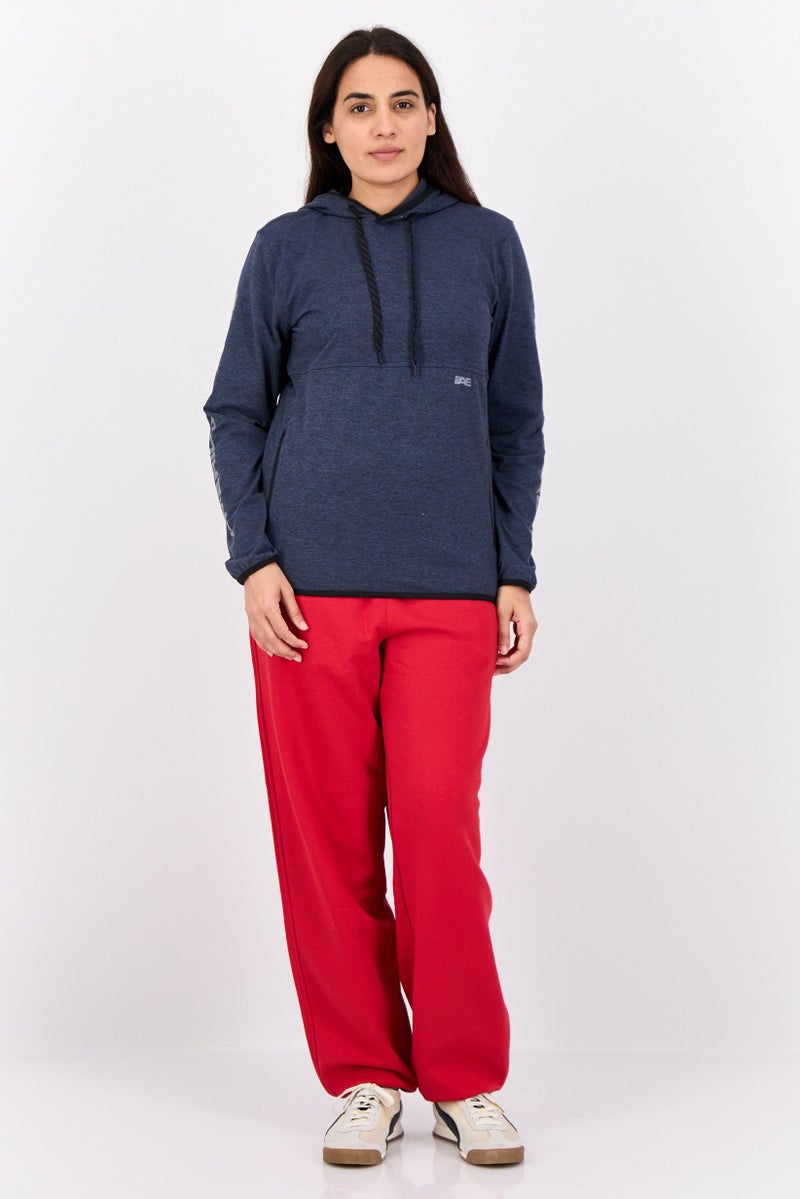 American Eagle Women Heather Long Sleeves Hooded Sweatshirts, Dark Navy - Image 4
