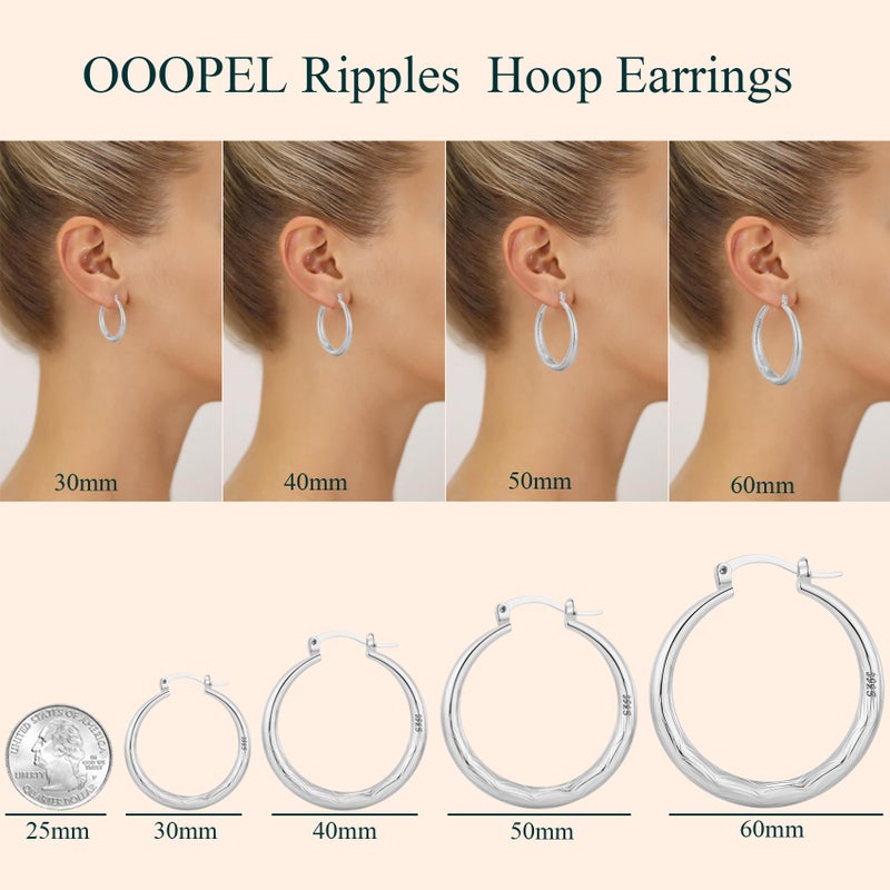 OOOPEL Sterling Silver Hoop Earrings for Women Hypoallergenic Lightweight Women's Hoop Earrings Thick Silver Hoops Big Large Silver Hoops for Women - Image 4
