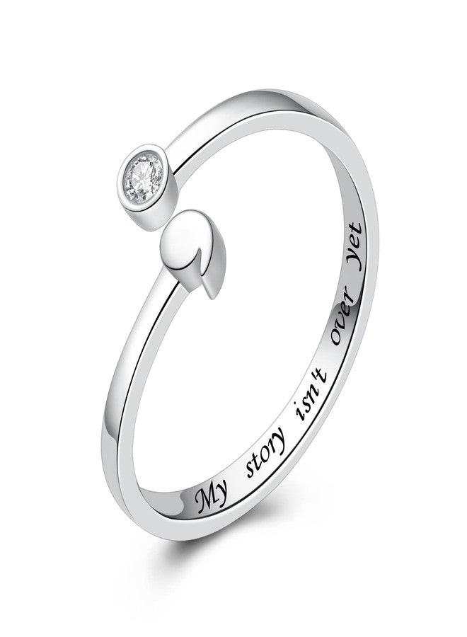 ACJNA 925 Sterling Silver Rings, My Story Isn't Over Yet Ring Adjustable Open Rings Semicolon Jewelry for Women Inspirational Gift - Image 1