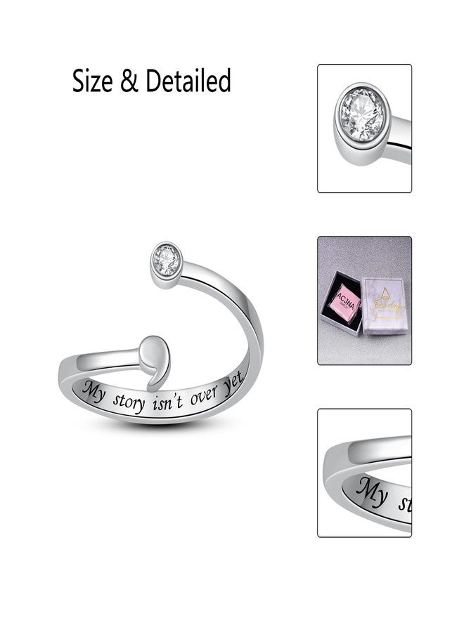 ACJNA 925 Sterling Silver Rings, My Story Isn't Over Yet Ring Adjustable Open Rings Semicolon Jewelry for Women Inspirational Gift - Image 5