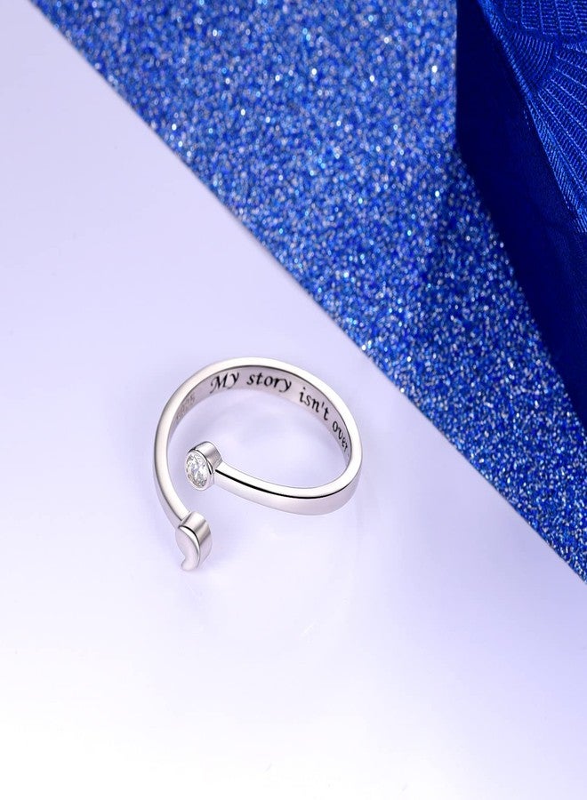 ACJNA 925 Sterling Silver Rings, My Story Isn't Over Yet Ring Adjustable Open Rings Semicolon Jewelry for Women Inspirational Gift - Image 2