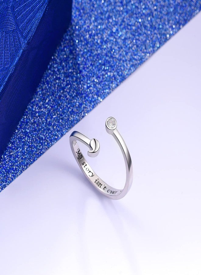 ACJNA 925 Sterling Silver Rings, My Story Isn't Over Yet Ring Adjustable Open Rings Semicolon Jewelry for Women Inspirational Gift - Image 3