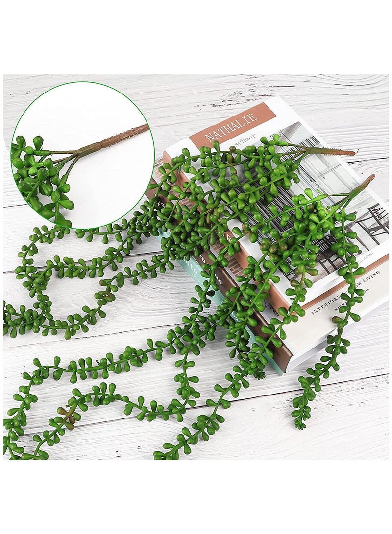 4Pcs String of Pearls Plant Artificial Hanging Succulents Plants for Home Garden Decor