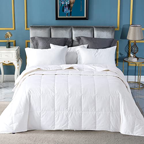 Globon Summer Down ComforterBlanket Queen Size, Extra Lightweight Duvet Insert for Hot Sleepers, Noiseless & Extra Soft,90x90 inches,10 Ounce Fill Weight, White - Image 1