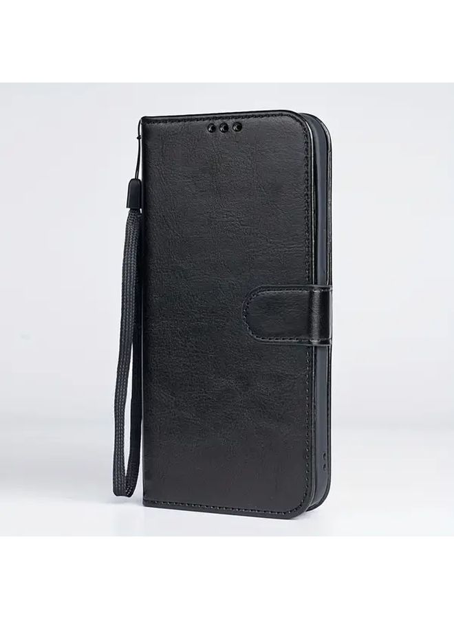 حافظة هاتف بنية من الجلد الصناعي مع فتحة بطاقة وحزام معصم لهاتف Galaxy A21s - Image 5