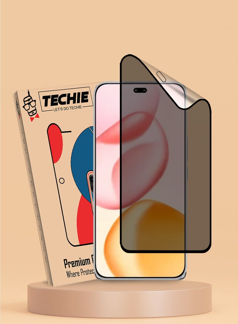 Techie حماية شاشة الخصوصية Honor 400 Lite / Honor 200 Lite / X8c - واقي شاشة كامل التغطية غير لامع من السيراميك، مضاد للانفجار، مضاد للفقاعات ومضاد لبصمات الأصابع وسهل التركيب - Image 1