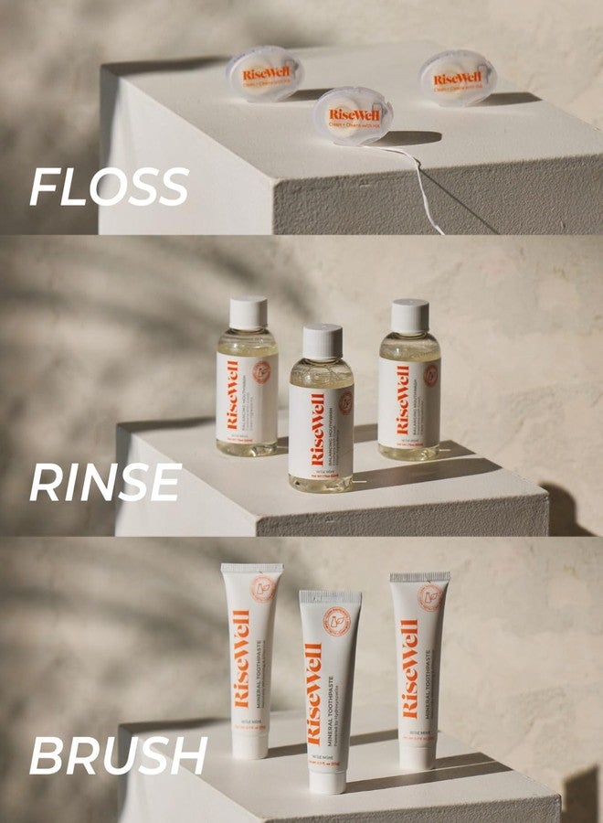 RiseWell Travel Dental Kit - Hygiene Essentials Includes Mineral Toothpaste, pH Balancing Travel Mouthwash, Natural Dental Floss & Reusable Canvas Tote - TSA Approved - Dentist Made Oral Care Set - Image 3
