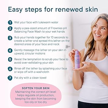Frownies غسول الوجه المتوازن pH من فراونيز - منظف طبيعي للبشرة خالي من الصابون مع مستخلصات الفواكه - Image 4