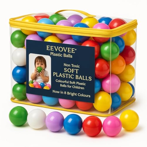 EEVOVEE, 48 Pcs 3 cm Soft and Safe Multi Colour Fun Packed Plastic Pool Ball for Kids. 8 Colorful,Soft Edged Ball. BPA-Free and Non-Toxic Plastic Balls for Kids - ISI 9873 Safety Certified - Image 1