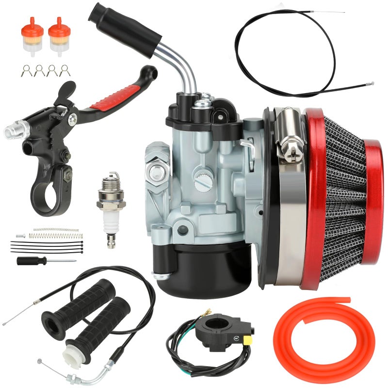 CILOYU Motorized Bike Carburetor Throttle Assembly Clutch Lever Kit Compatible with 2 Stroke Engine 100cc 80cc 50cc 49cc 66cc Motorized Bicycle Parts 78 22mm Handlebar Grip