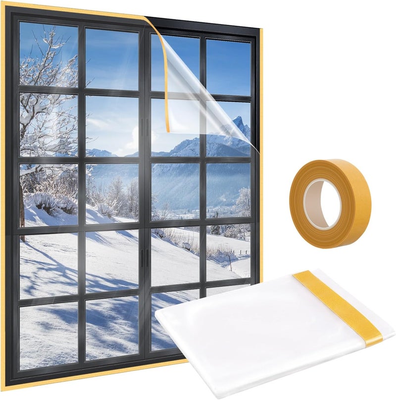 UJG 110'' x 84'' Window Insulation Kit, Window Insulation for Winter, POF Window Sealer for Winter, Insulates Indoor Windows Keep Warm for Weatherproofing Window Film for Winter Window Covering-1PCS - Image 1