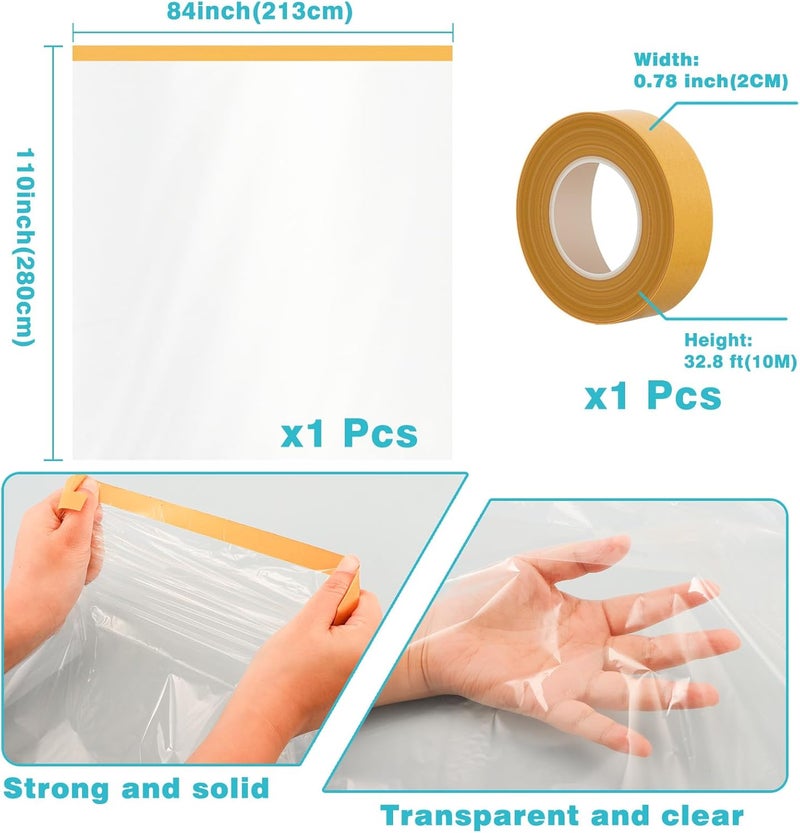 UJG 110'' x 84'' Window Insulation Kit, Window Insulation for Winter, POF Window Sealer for Winter, Insulates Indoor Windows Keep Warm for Weatherproofing Window Film for Winter Window Covering-1PCS - Image 2