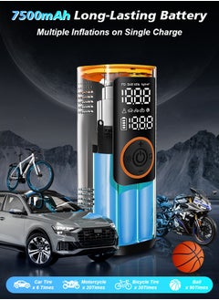 Xoopla Car Tyre Inflators 150PSI Portable Air Compressor ，Automatically Stop Tire Inflator ，Car Air Pump with Digital LCD Display And Emergency lighting 5 Modes Electric Pump for Car Bike Ball Motorcycle，7500mAh Battery and Power Bank Function  - Image 5