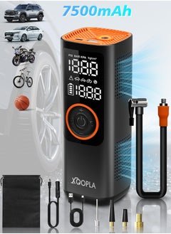 Xoopla Car Tyre Inflators 150PSI Portable Air Compressor ，Automatically Stop Tire Inflator ，Car Air Pump with Digital LCD Display And Emergency lighting 5 Modes Electric Pump for Car Bike Ball Motorcycle，7500mAh Battery and Power Bank Function  - Image 1