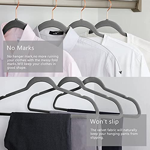 ZEPOLI - Velvet Hangers Non-Slip Velvet Hangers Premium Suit Hangers Ultra Thin Space Saving 360 Degree Swivel Hook Clothes Hangers Velvet for Suits,Coats,Jackets (40 Pack, Grey) - Image 3