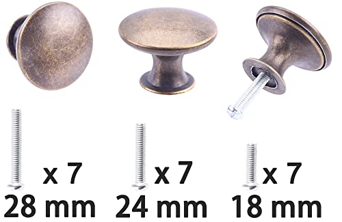 hugolem 6 Pack Breen Bronze Round Antique Brass Kitchen Cabinet Knobs Cupboard Door Knobs Drawer Handle Pulls Dresser Knobs with 7 Pcs Screws for Bathroom Drawer Door Hardware - Image 2