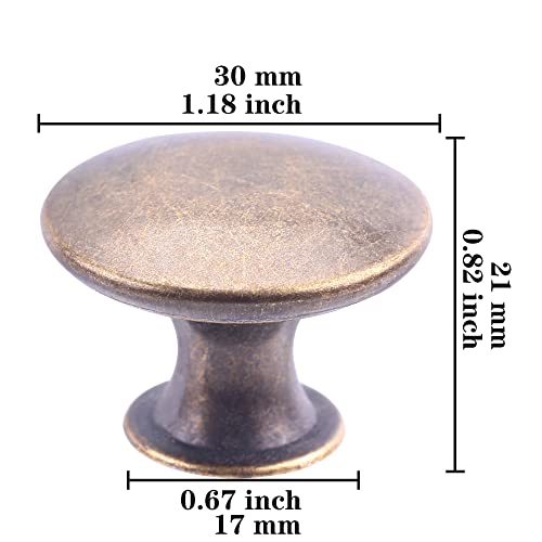 hugolem 6 Pack Breen Bronze Round Antique Brass Kitchen Cabinet Knobs Cupboard Door Knobs Drawer Handle Pulls Dresser Knobs with 7 Pcs Screws for Bathroom Drawer Door Hardware - Image 3