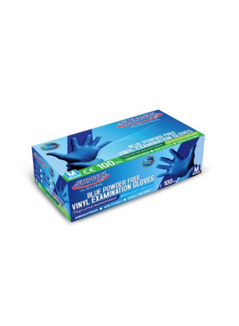 Super Touch Vinyl Gloves Blue Powder Free - Medium