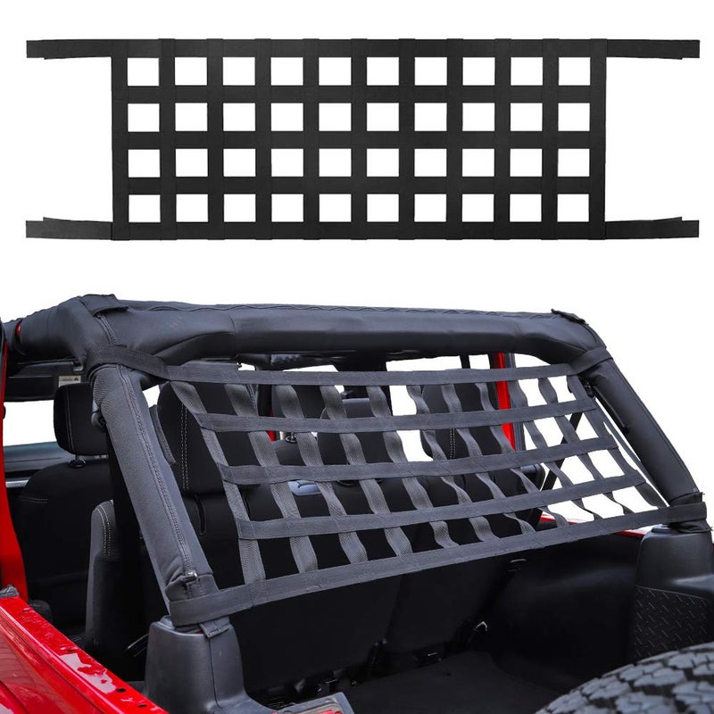 Savadicar Mesh Cargo Net Roof Top Netting Hammock for 1987-2024 Jeep Wrangler YJ TJ JK JL & Gladiator JT, Black - Image 1