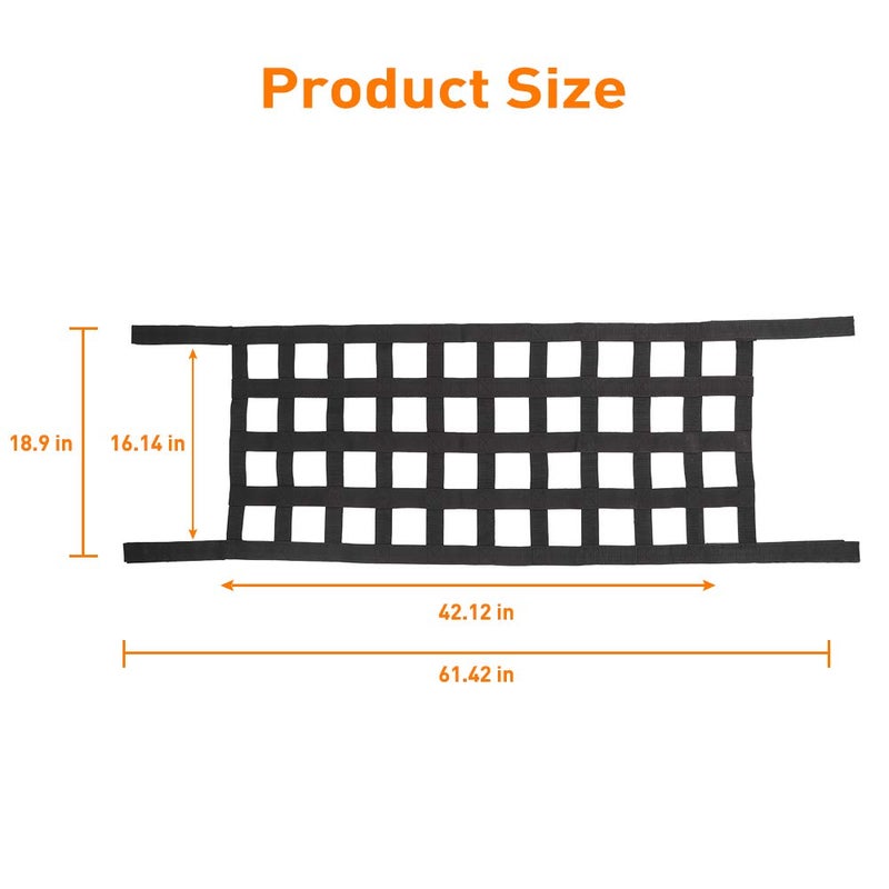 Savadicar Mesh Cargo Net Roof Top Netting Hammock for 1987-2024 Jeep Wrangler YJ TJ JK JL & Gladiator JT, Black - Image 4