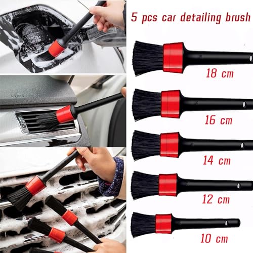 SWAMINE 10pcs Auto Car Detailing Brush Set,Car Interior Cleaning Kit,Including 5pcs Car Detailing Brushes, 3pcs Wire Brush and 2pcs Different Soft Bristle dusting Brush for car Interior - Image 2