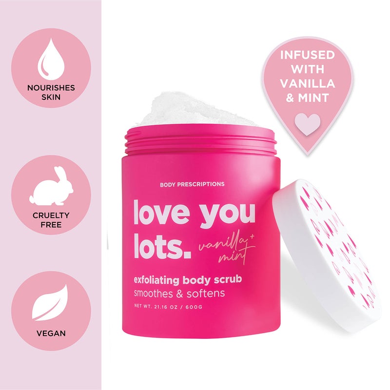 Body Prescriptions Exfoliating Body Scrub â€“ Body Cleanser for Nourished, Ultra-Smooth Skin, Vanilla and Mint (Love You Lots) - Image 4