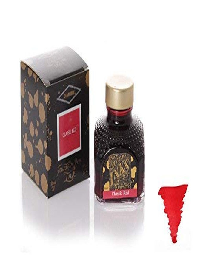 DIAMINE FOUNTAIN PEN BOTTLED INK, CLASSIC RED 80 ML