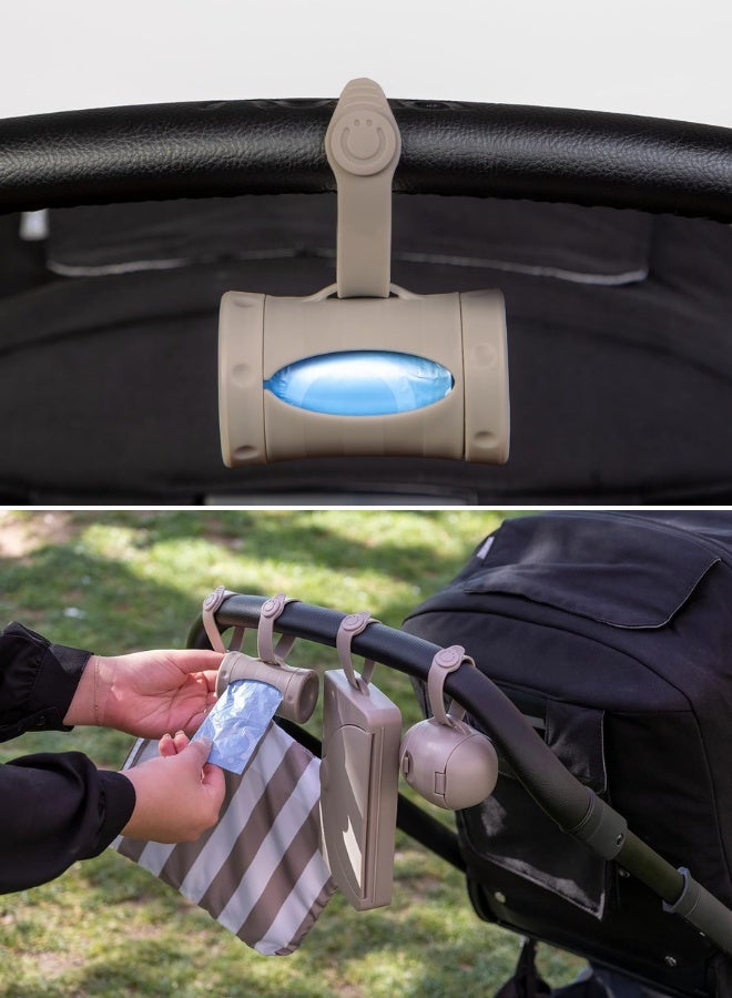 Chase Up Retractable On-the-Go Bag Dispenser for Baby Travel, Diaper Bag Accessory Must Have for Newborns, Helpful Baby Accessory, Taupe - Image 3