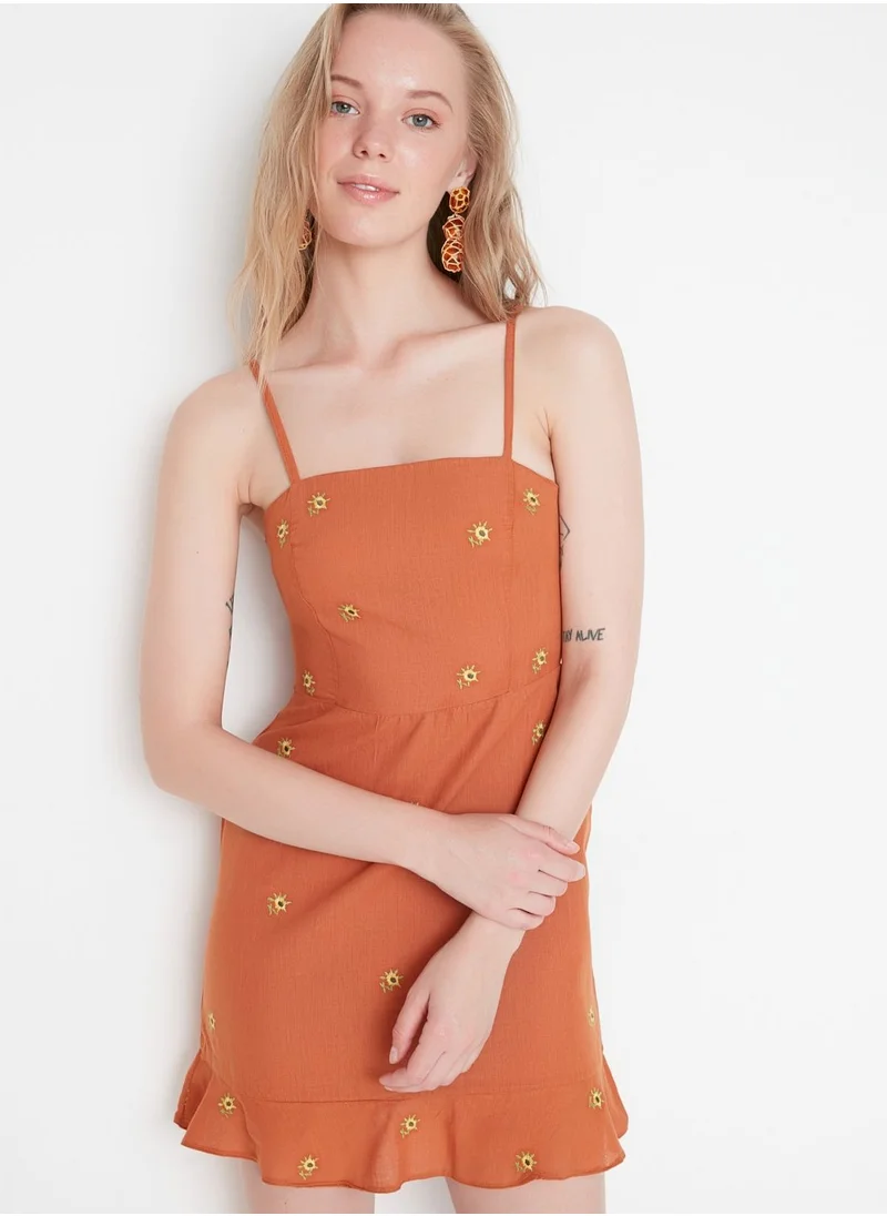 trendyol Strappy Embroidered Dress