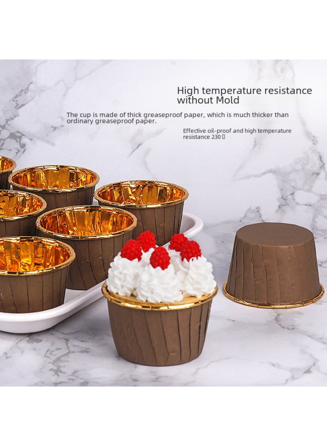 Large Roll-up Cup Flanging Cake Paper Cup Golden Baking Dessert Table Disposable Commercial High Temperature Mafin Cup-Specifications:Laminated; Pure White-50 Pieces - Image 5