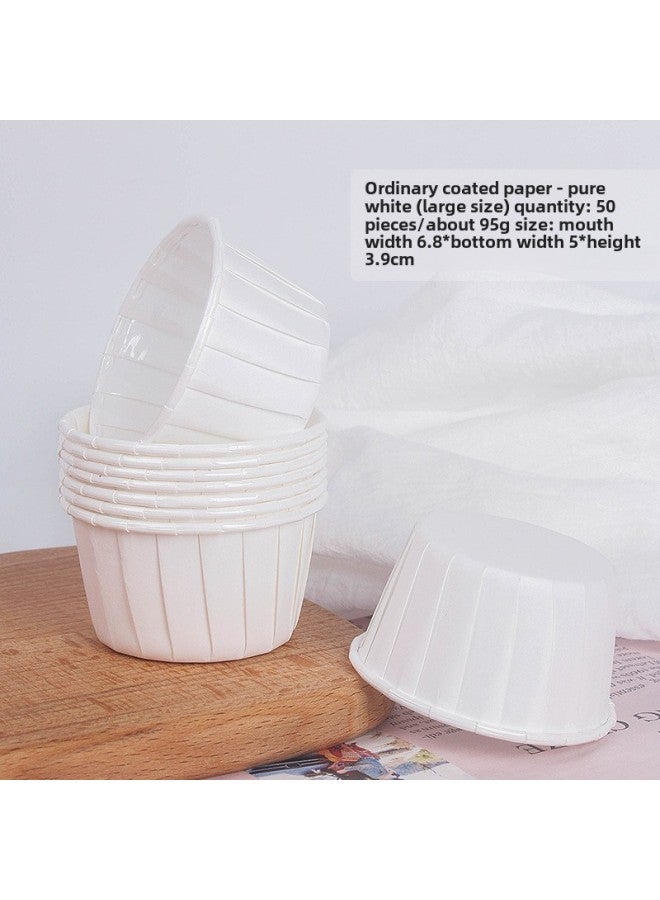 Large Roll-up Cup Flanging Cake Paper Cup Golden Baking Dessert Table Disposable Commercial High Temperature Mafin Cup-Specifications:Laminated; Pure White-50 Pieces - Image 1