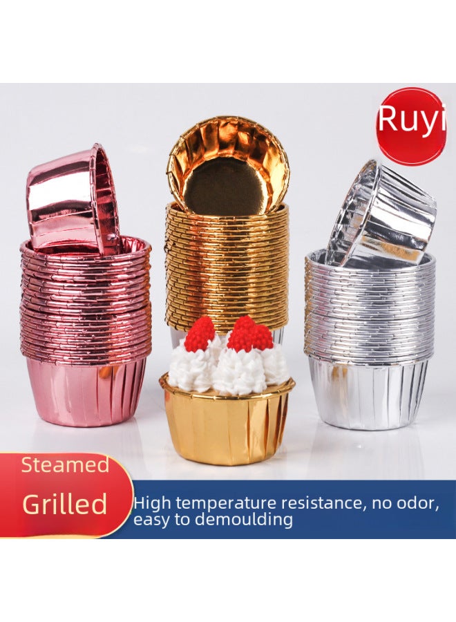 Large Roll-up Cup Flanging Cake Paper Cup Golden Baking Dessert Table Disposable Commercial High Temperature Mafin Cup-Specifications:Laminated; Pure White-50 Pieces - Image 2