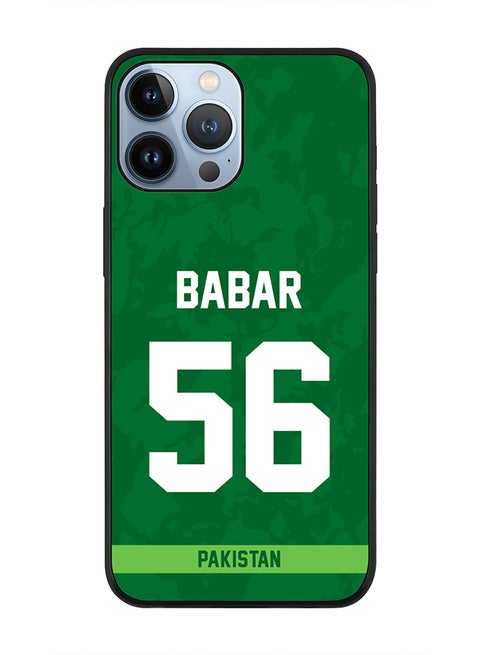 Rugged Black Edge Case iPhone 13 Pro Max, Slim fit Soft Case Flexible Rubber Edges Thin Cover - Player Name - Babar Azam, Jersey Number- 56