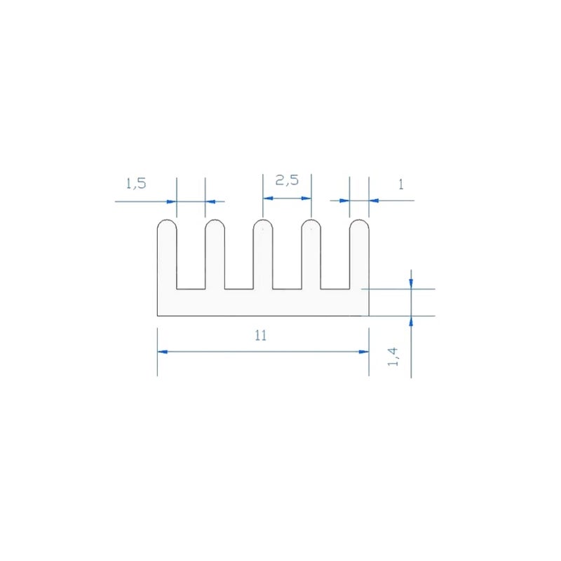 CentIoT - 11X11X5MM Aluminium Heatsink (Straight Fins Anodised Silver) - Image 3
