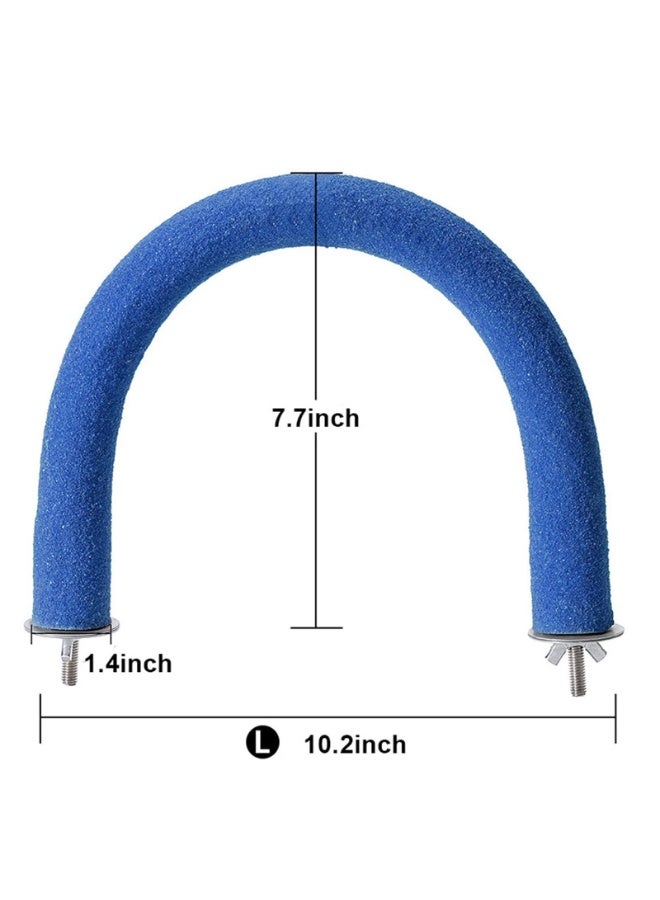 U-Shape Bird Perch Stand, Blue Quartz Sand Textured, 10.2 Inch, for Parrots Macaws Large Parakeets - Image 3