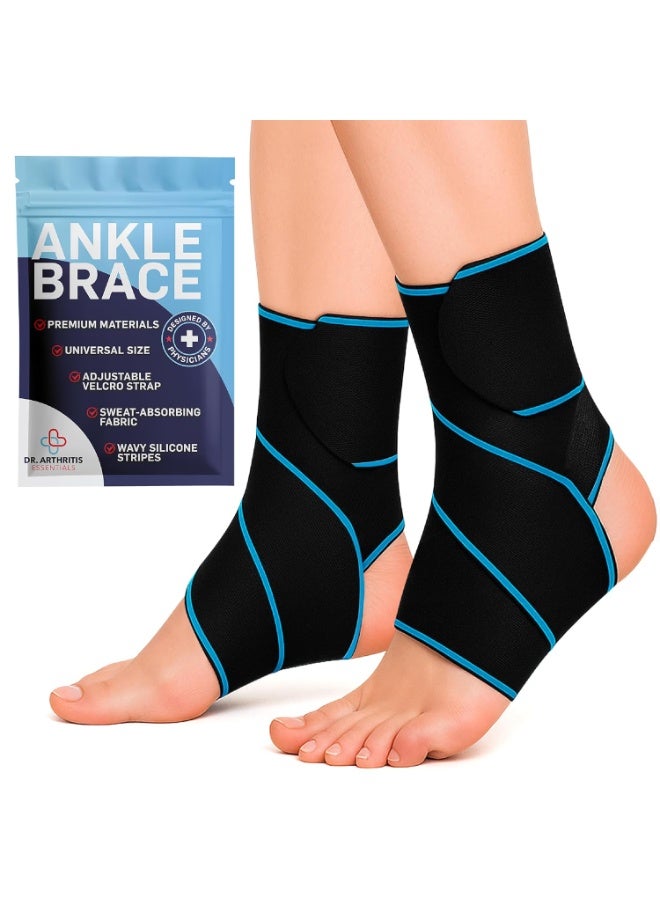دعامة الكاحل الأساسية للرجال والنساء - مشد ضاغط لالتهاب الأوتار وإصابات وتر أكيلس - مثبت عالي الأداء للجري وكرة السلة والأنشطة الرياضية - عبوة من قطعتين - Image 1