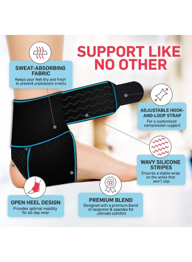 دعامة الكاحل الأساسية للرجال والنساء - مشد ضاغط لالتهاب الأوتار وإصابات وتر أكيلس - مثبت عالي الأداء للجري وكرة السلة والأنشطة الرياضية - عبوة من قطعتين - Image 2