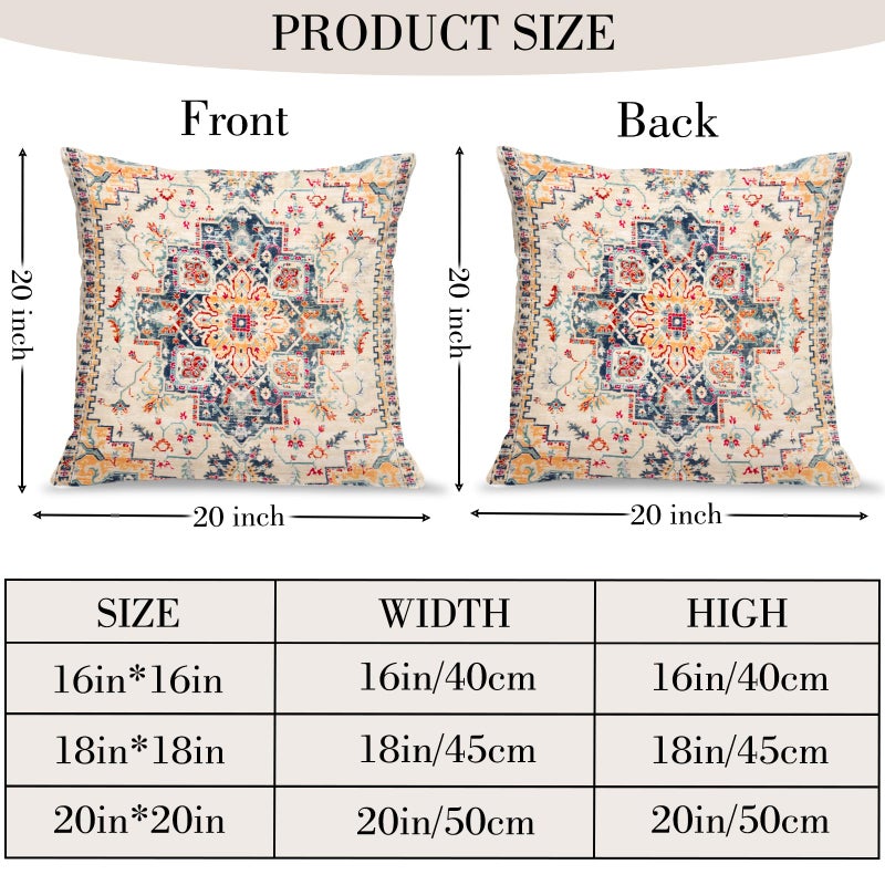 BUAEL Boho Throw Pillow Covers 20x20 inch Set of 2,Bohemian Vintage Carpet Pattern Antique Ethnic Decor Double Sided Pattern Cushion Cover Soft Pillow Case Living Sofa Room Bed Square Pillow Cover - Image 2